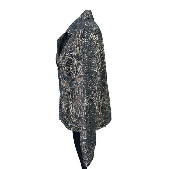 Chicos Snakeskin‎ Metallic Print Asymmetric Zip Moto Jacket Size 1 (M/8) - Picture 5 of 10